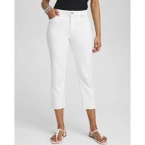 Chico's So Slimming Girlfriend Cropped Jeans White  Women's Size L Classic